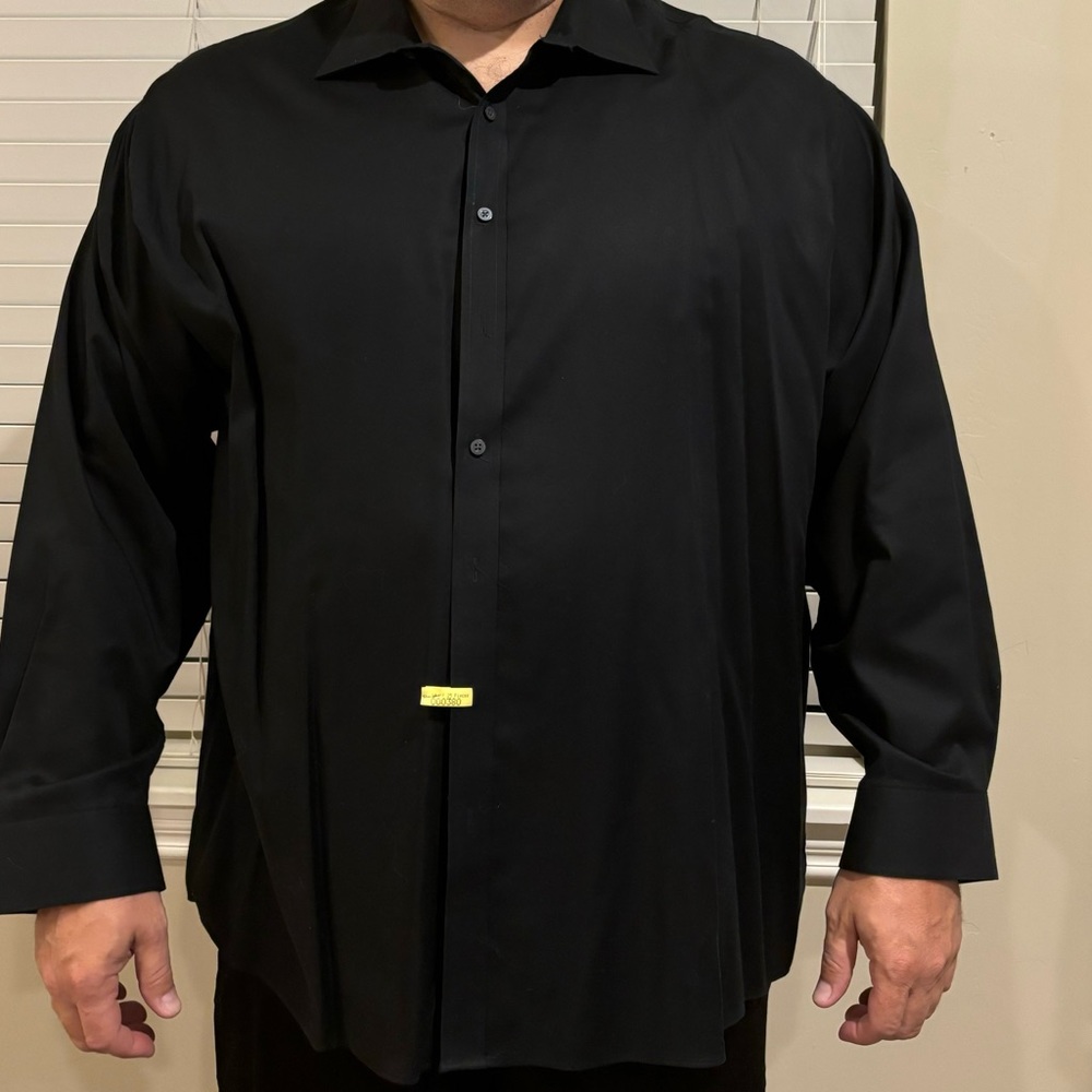Sean John tailored black button down shirt in men’s big and tall.